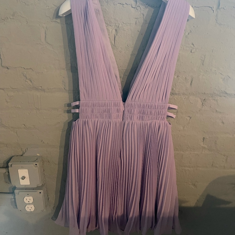 Fame and Partner Purple Deep V Mini Dress Medium